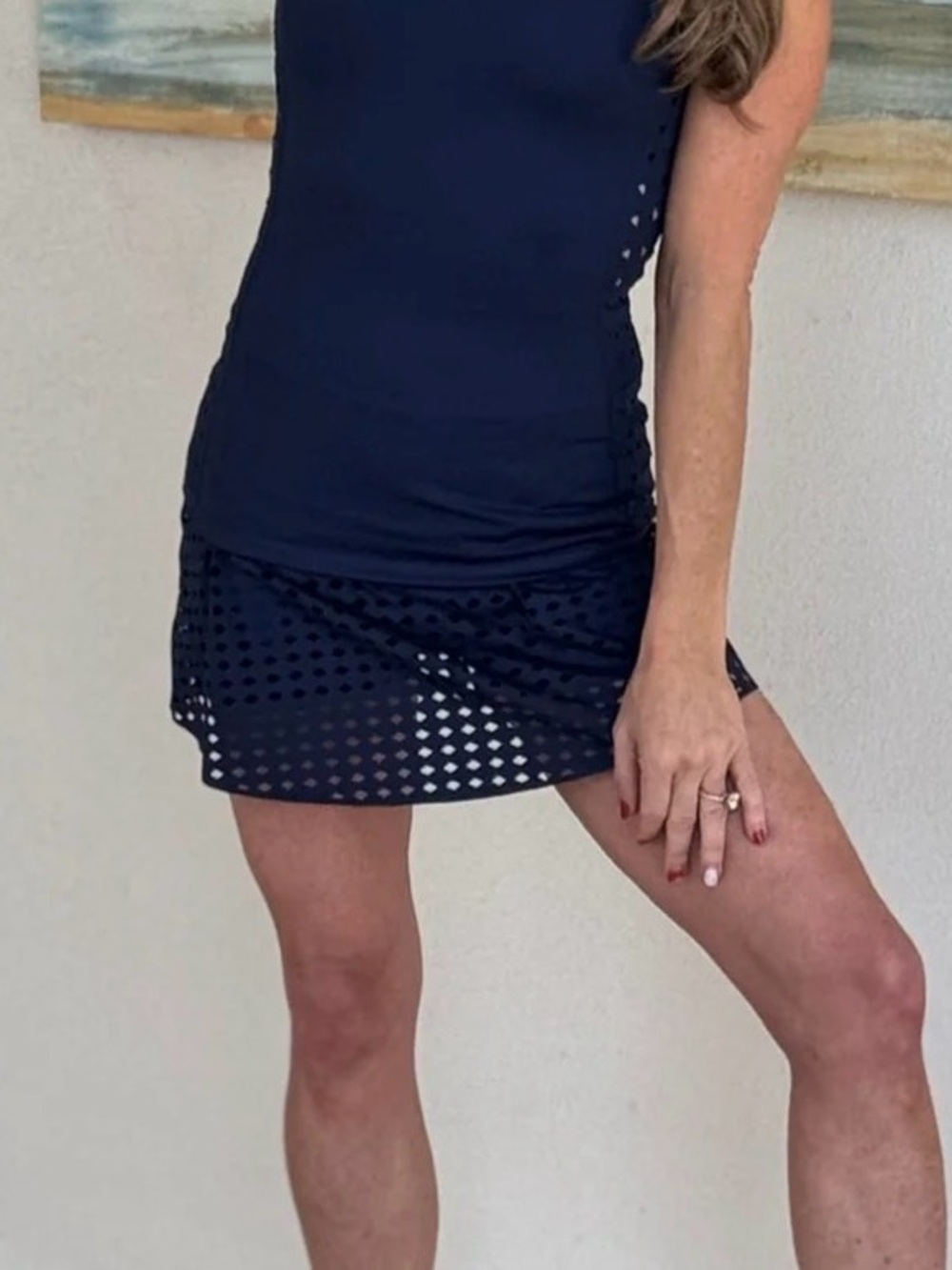 Women’s Navy Laser-Cut Mini Skirt